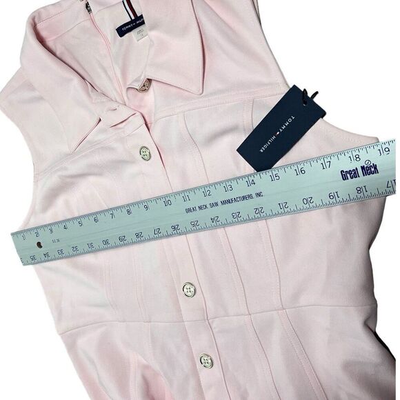 Tommy Hilfiger Dress Women’s 12 Pink A Line Button Up Collared Sleeveless - Picture 4 of 9